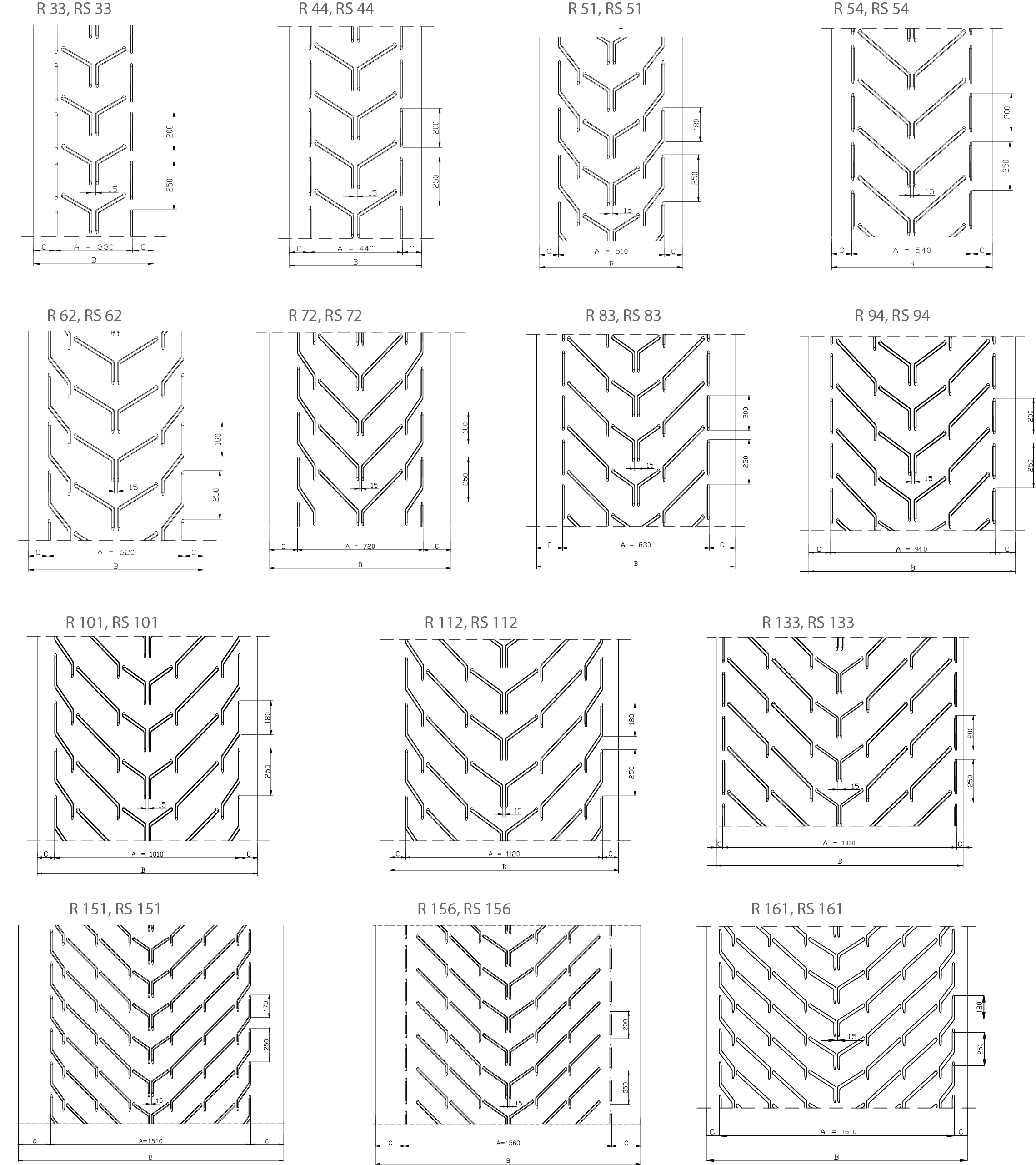 CHEVRON conveyor belts with R and RS type profiles