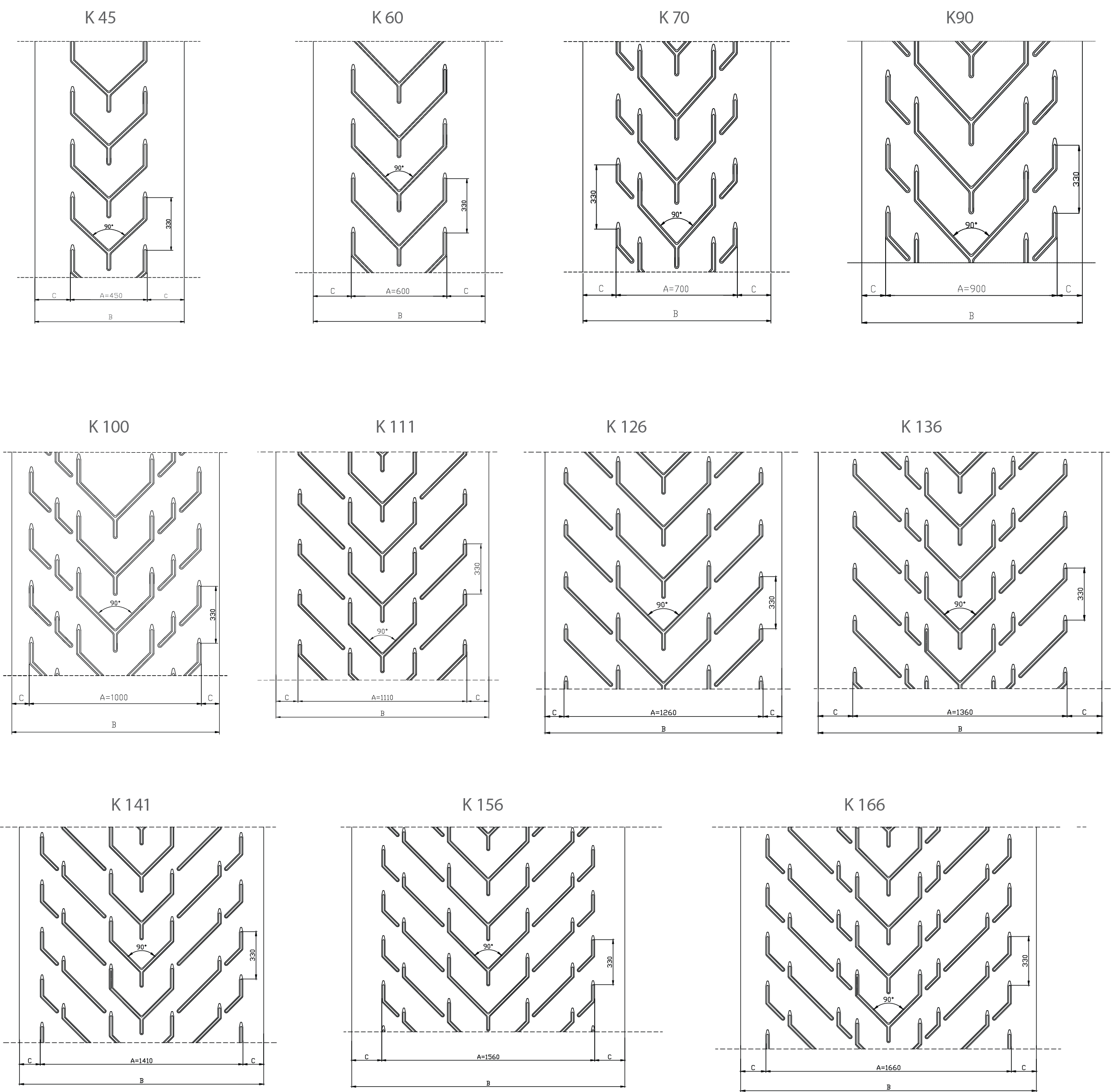 CHEVRON conveyor belts with F type profile